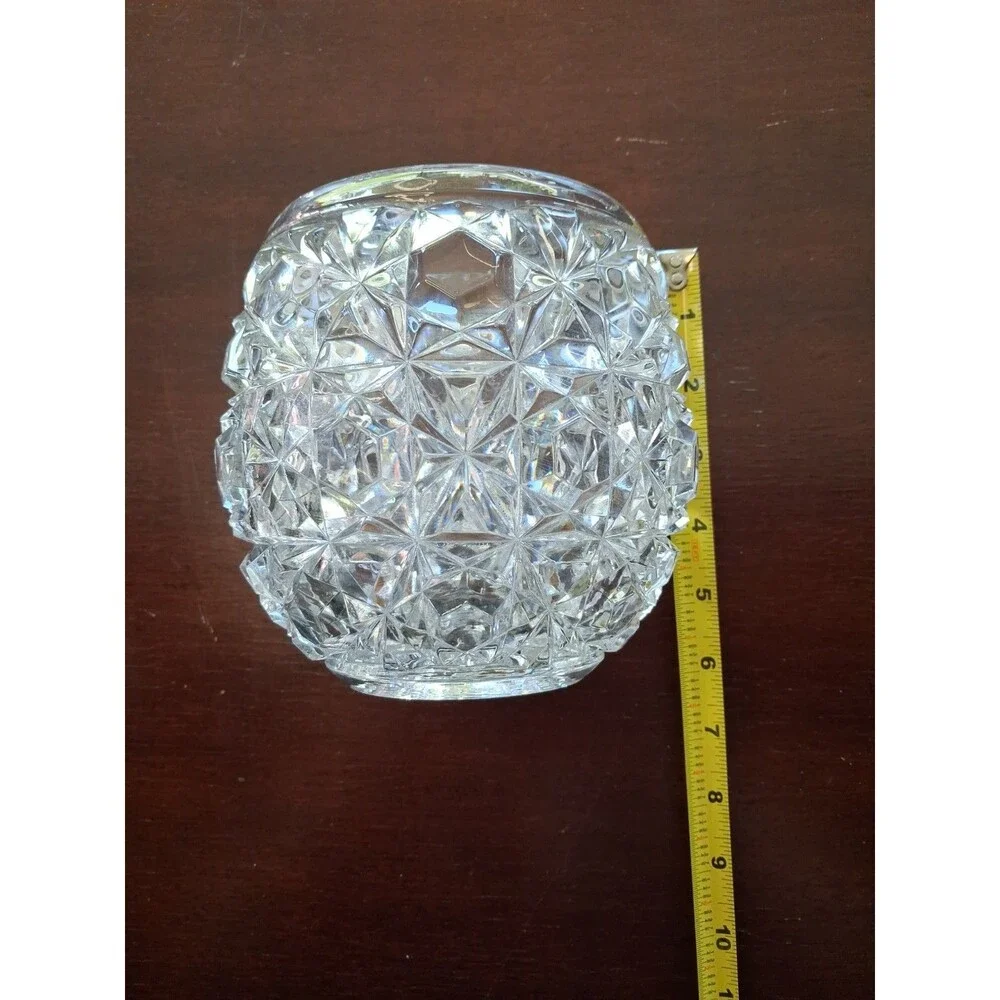 Clear Lead Hand cut Crystal Rose Bowl/Vase/Votive Candle